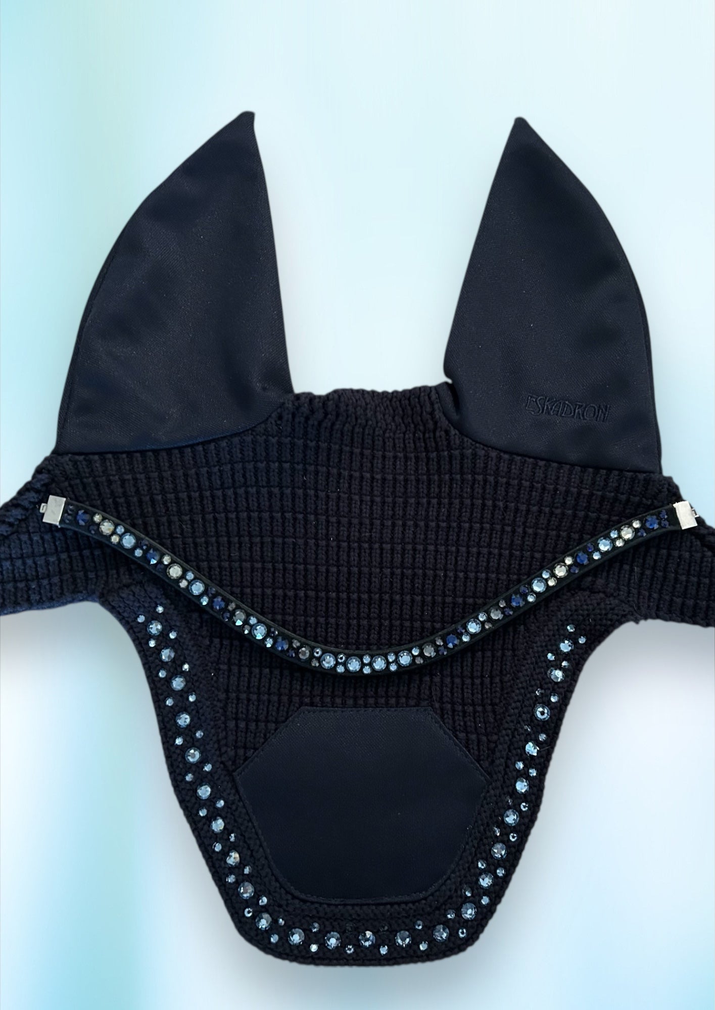 Fliegenohren mit Kristallen „Midnight Glam“ - Blau mit passenden Stirnriemen mit Klickverschluss