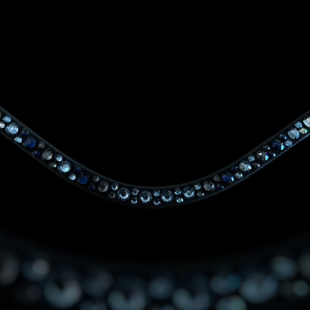 Fliegenohren mit Kristallen „Midnight Glam“ - Blau mit passenden Stirnriemen mit Klickverschluss