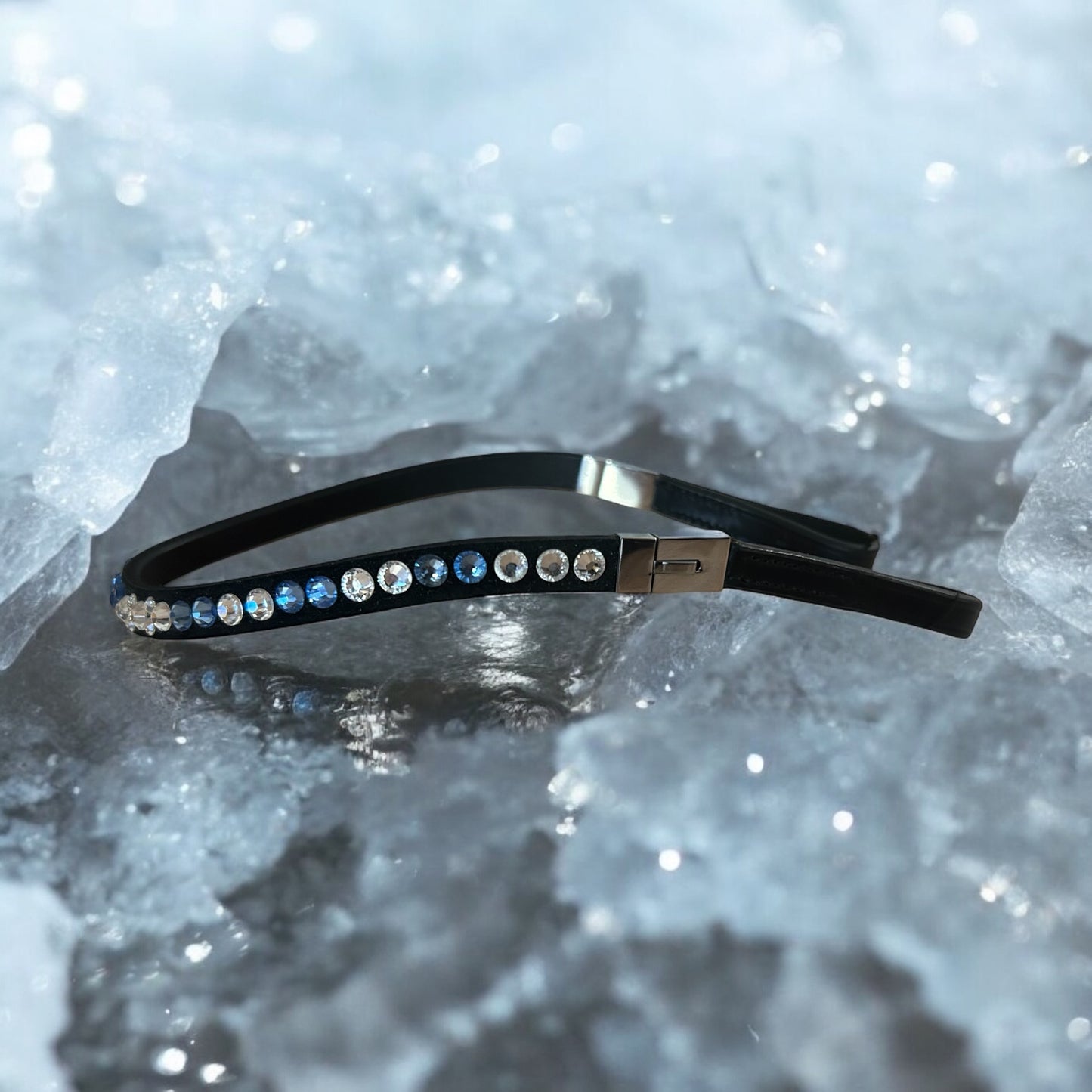 Stirnriemen Ice mit „Klick“ Verschluss in den Farben Aquamarine und Kristall