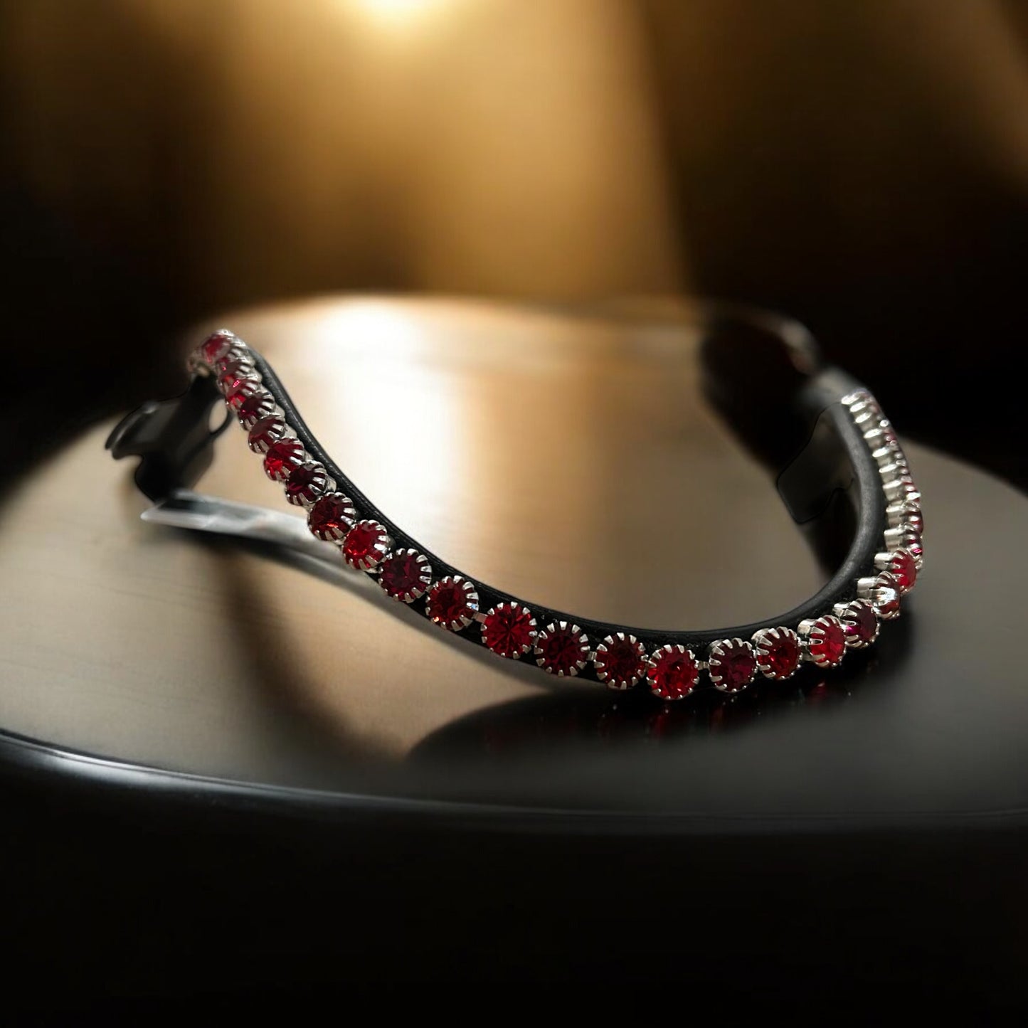„Red Velvet“ Luxuriöser Stirnriemen mit schnellwechsel System, Lederfarbe schwarz
