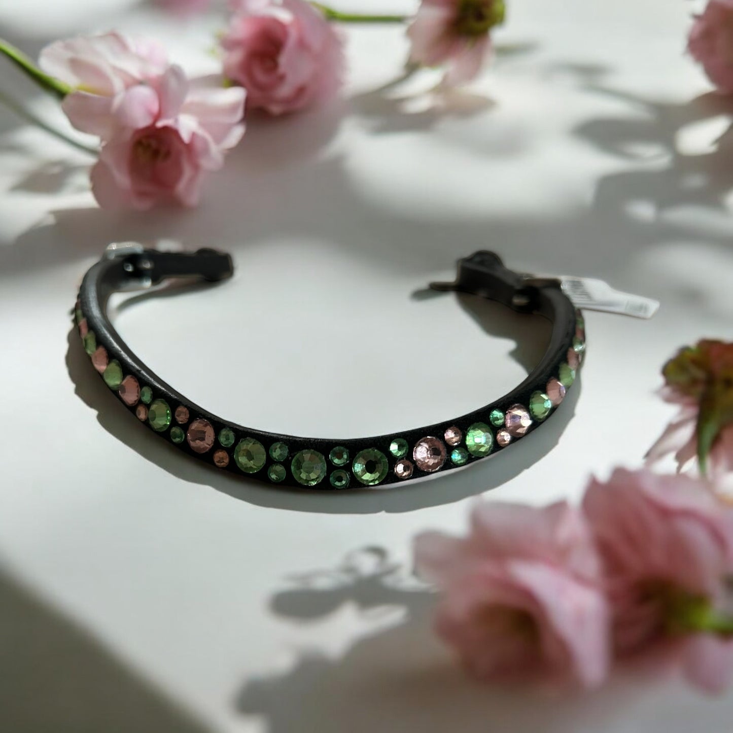 Stirnriemen in den bezaubernden Farben Peridot und Light Rose Größen verstellbar