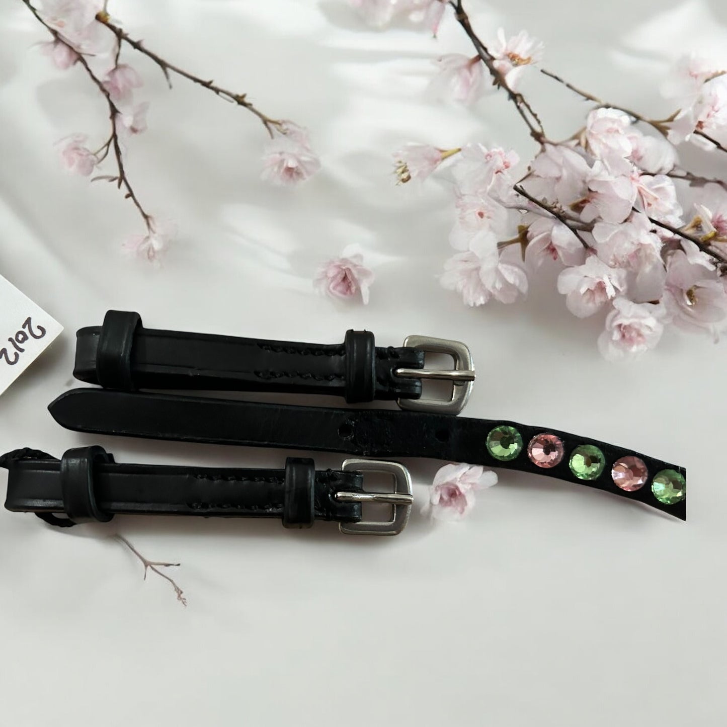 Stirnriemen in den bezaubernden Farben Peridot und Light Rose Größen verstellbar