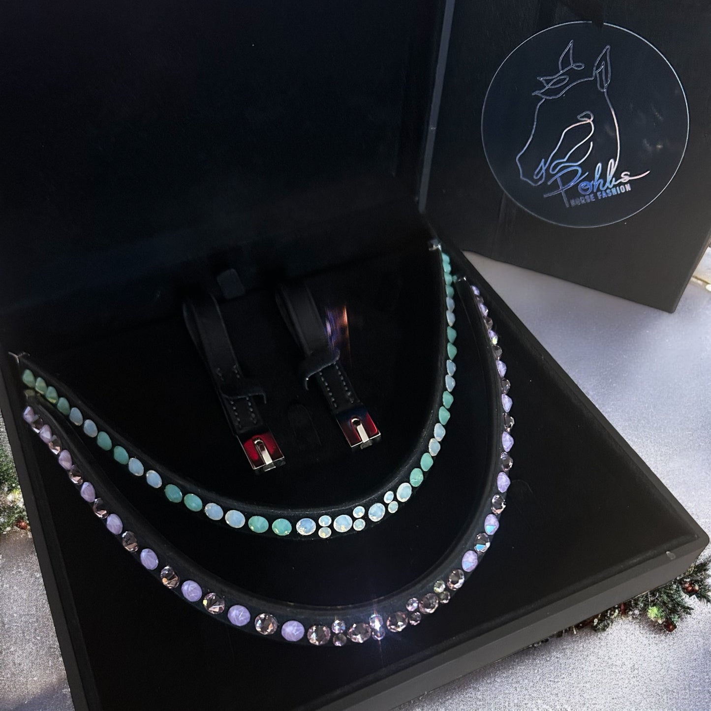 Starter-Set Stirnriemen Lilac Eleganz - Chrysolite Eleganz mit „Klick Verschluss“