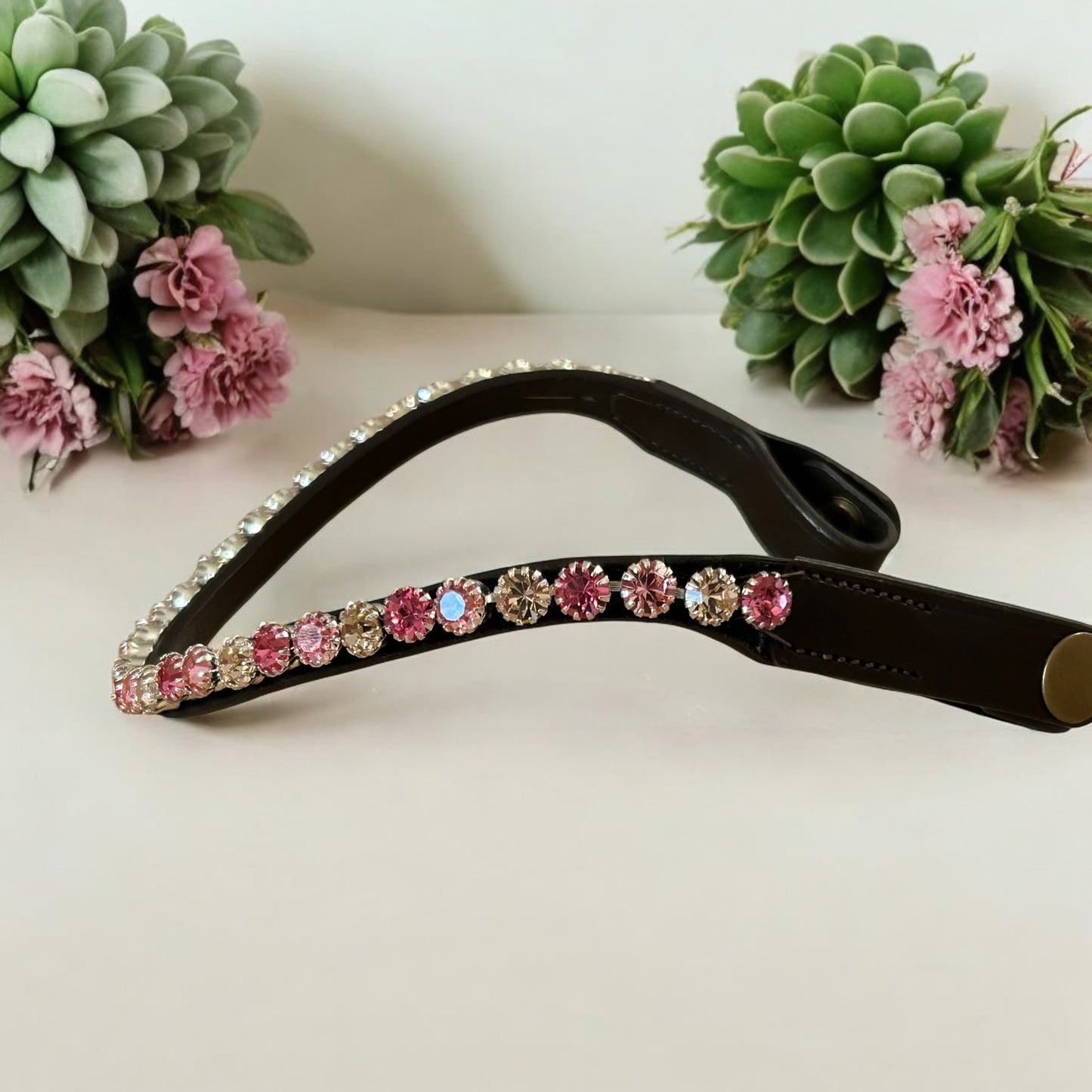 Luxuriöser Stirnriemen mit schnellwechsel System, Lederfarbe braun