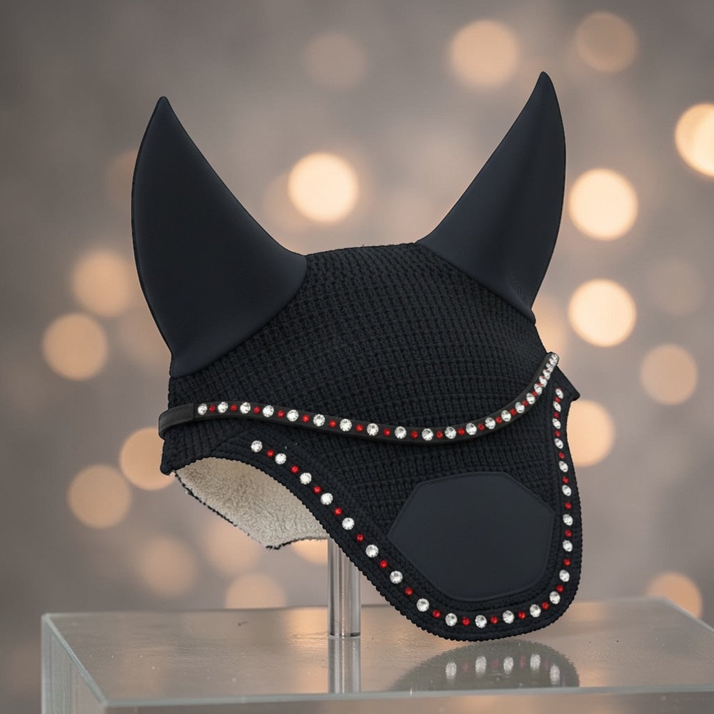 Stirnriemen „Ruby Crystal Noir“ mit Klettverschluss Schnellwechselsystem