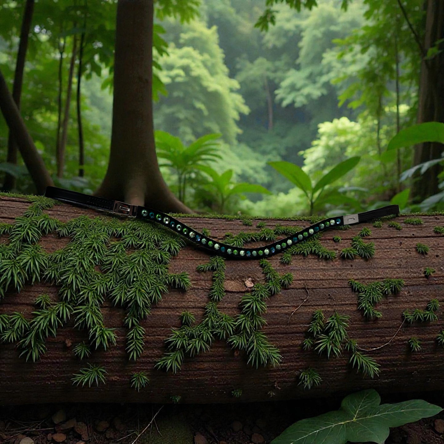 Stirnriemen Forest Mix mit Klick-System mit passender Fliegenhaube
