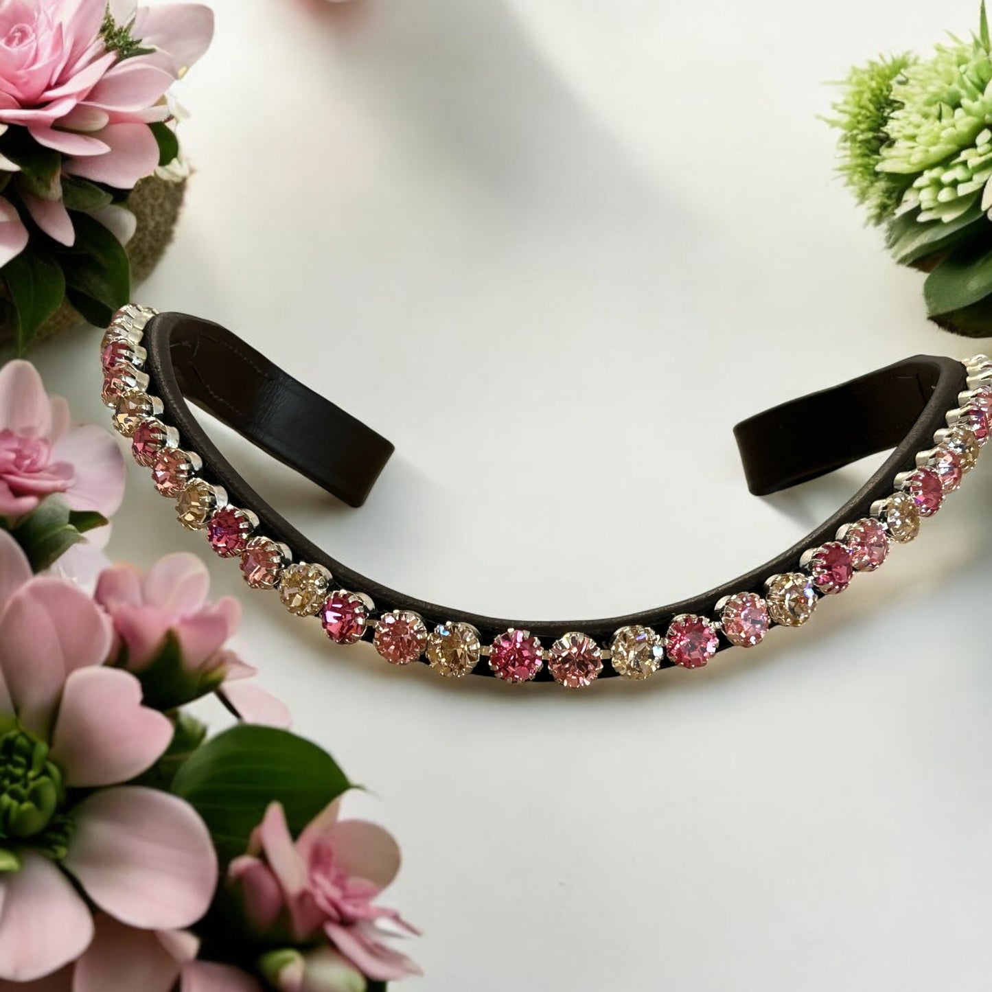 Luxuriöser Stirnriemen mit schnellwechsel System, Lederfarbe braun